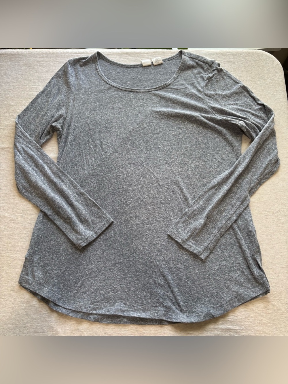 Artisan NY Heathered Blue Gray Scoop Neck Long Sleeve Tee Size L